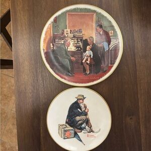 Norman Rockwell Collector Plates - Red, White, Brown